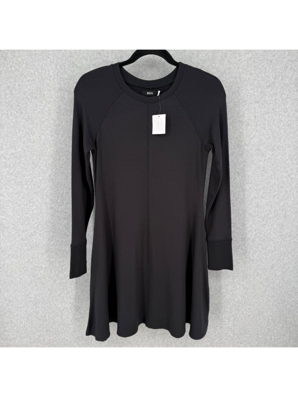 BDG Long Sleeve Skater Dress Size M Black Stretch Soft Knit Swing Skirt NEW